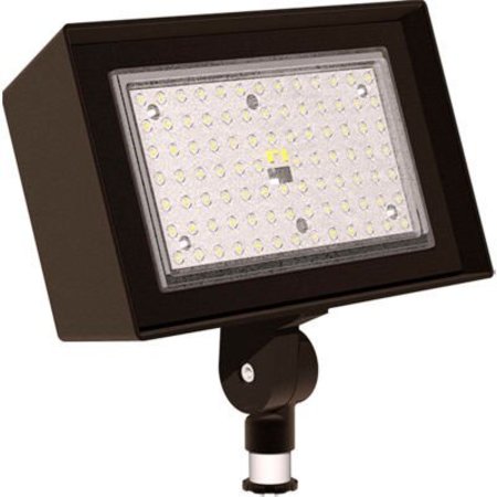 HUBBELL LIGHTING Hubbell Outdoor Ratio Dusk-to-Dawn LED Floodlight, 6800L, 52W, 40K, Wide Dist, Knuckle Mt, 120-277v RFL3-50-4K-PC